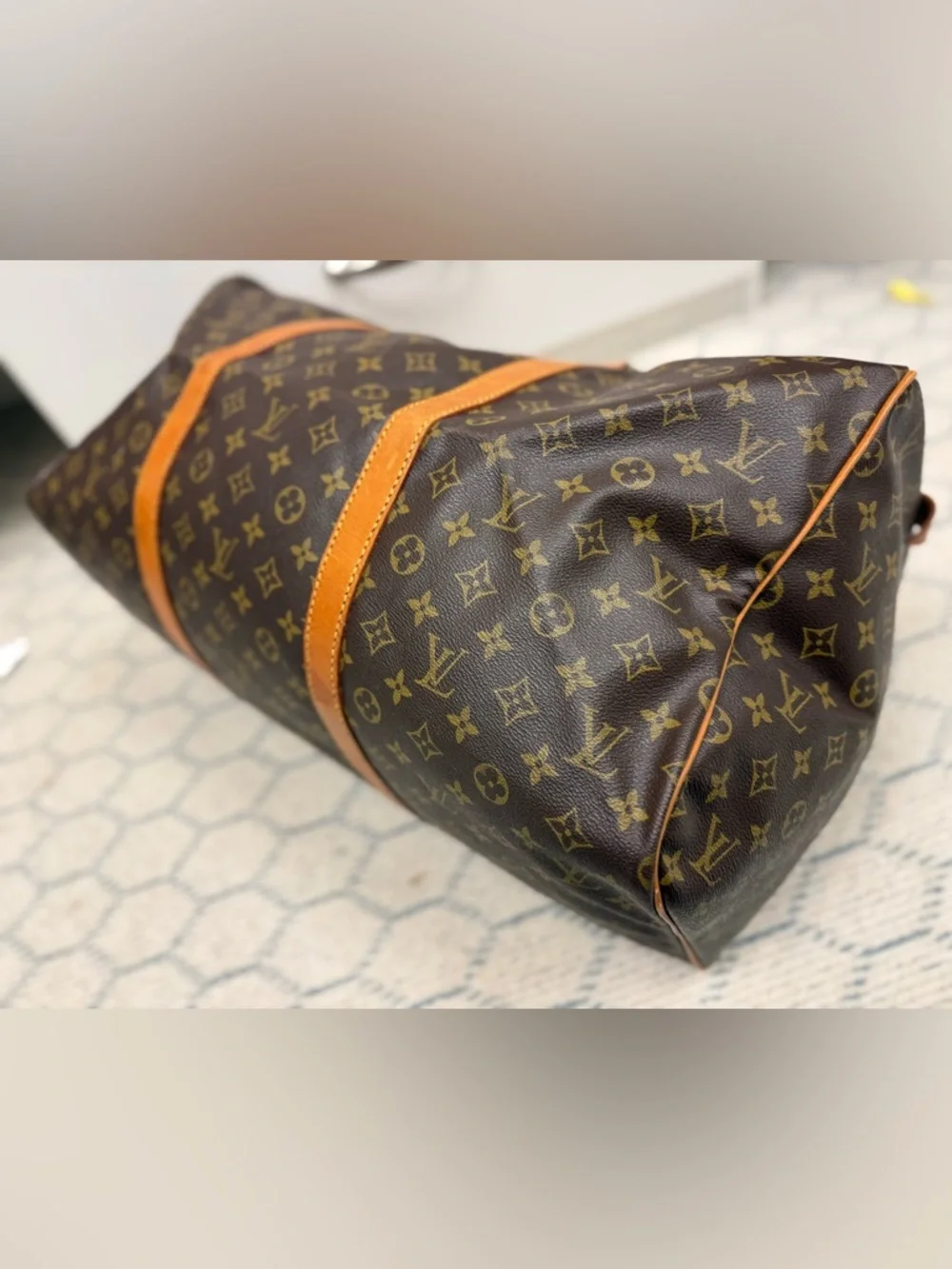 LOUIS VUITTON Vintage 80’s Brown Canvas Monogram LV Sac Souple 55 Travel Bag